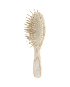 Big oval brush with long wooden pins pearly white