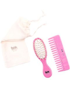 Pink purse oval brush and comb