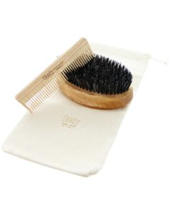 Beard set: brush, comb with cotton bag